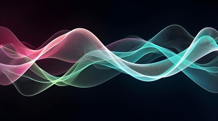 Futuristic Neon Waves – Abstract Digital Art with Vibrant Colors on Dark Background