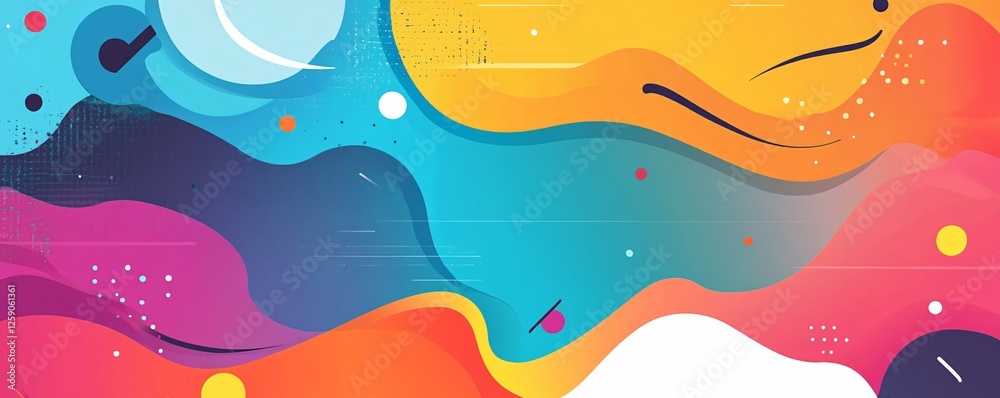 Poster colorful abstract background with wavy shapes and geometric details