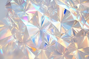 Abstract close up shows multifaceted geometric reflective iridescent crystalline structure