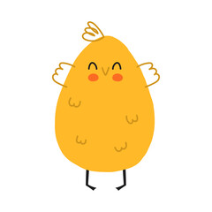 Bird simple illustration. Cute vector Chiсken Bird. Spring Baby Birdie. Hand Drawn Illustration on a white background