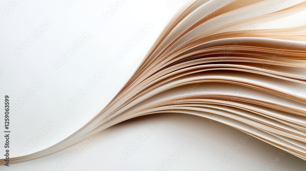 Poster flowing pages creating elegant wave patterns on soft background