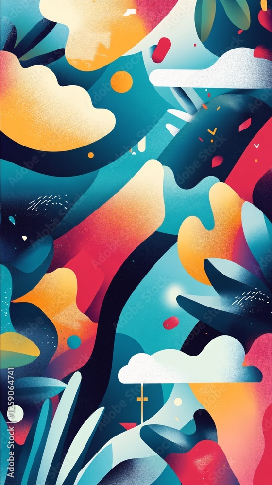 Poster abstract background with organic flowing shapes and bold colors