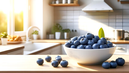 Schale Heidelbeeren zu Hause in der Küche 