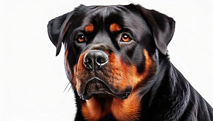 Obraz premium Rottweiler portrait showcasing its strong features and distinct color patterns