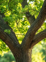 Obraz premium Close Up of Majestic Tree Trunk Highlighting Nature's Beauty and Strength : Generative AI