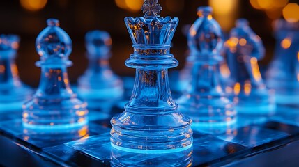 Chess glass board reflective blue high resolution hd picture