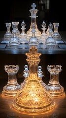 Chess glass set strategic reflection high resolution hd picture