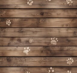 Fototapeta premium Seamless Vector Pattern of Dog Paw Prints on Wooden Ground , isolated design, wallpaper background