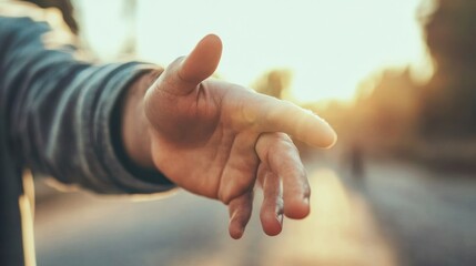 Obraz premium An outstretched hand offering help or assistance in a warm setting