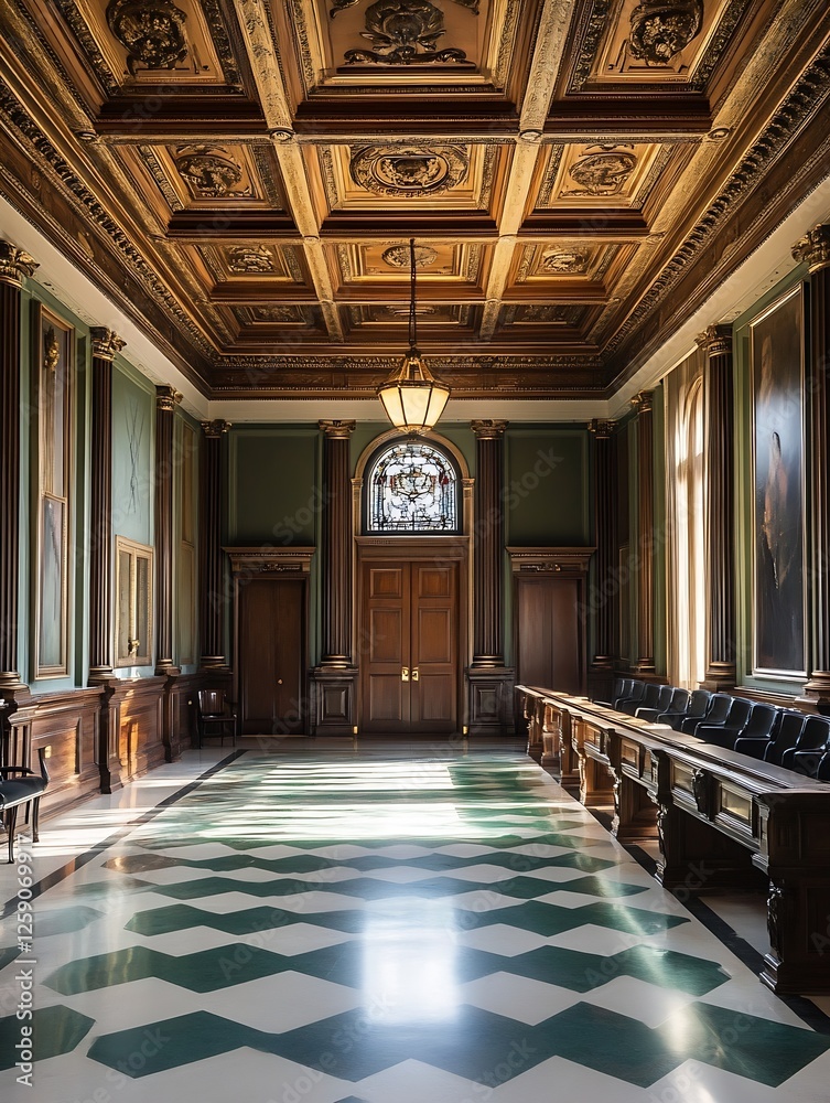 Aufkleber elegant historic room with ornate ceiling and natural light creating a sophisticated atmosphere : ge