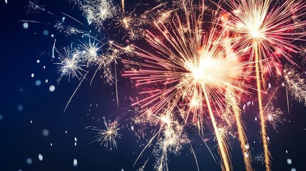 Fototapeta premium Spectacular Fireworks Display Lighting Up the Night Sky in a Colorful Celebration : Generative AI