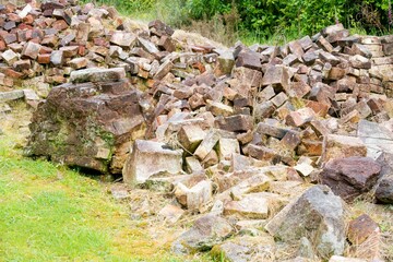 Old Abandoned Industrial Brick Wall Ruins – Decayed Urban Remains