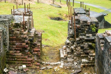 Old Abandoned Industrial Brick Wall Ruins – Decayed Urban Remains