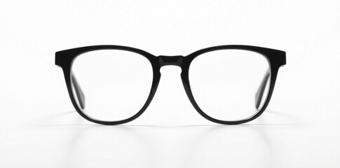 Black glasses silhouette with wire frames and temples, minimalist design on white background, nerdy, modern, silhouetted