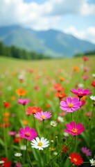 Obraz premium Blooming wildflowers in a field, flowers, garden, field