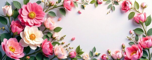 Bouquet of flowers surrounded by a circular floral wreath, flower arrangement, flowers, floral arrangement