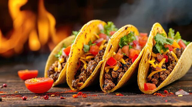 Treat your taste buds to the delicious harmony of flavors in these beef tacos, a culinary delight, Ai Generated.
