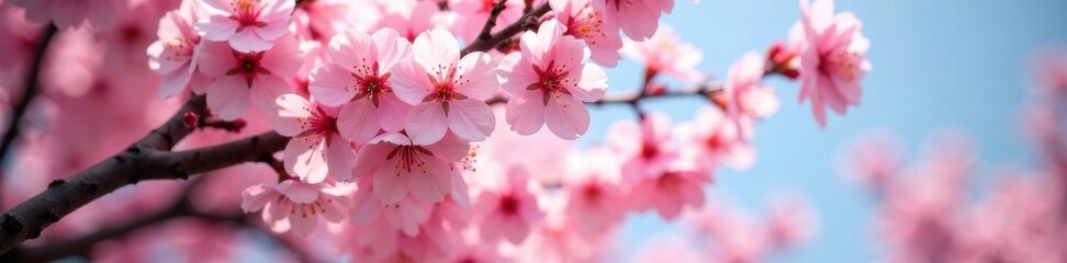 Fototapeta premium blooming cherry blossom trees in full bloom, garden, spring flowers, nature