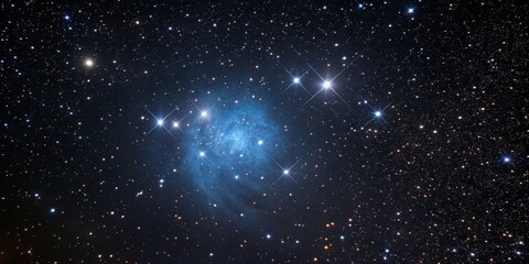 Obraz premium Cosmic Blue Nebula Starfield Composition, Deep Space Image, Celestial Concept, Astrophotography Astrophotography, Nebula