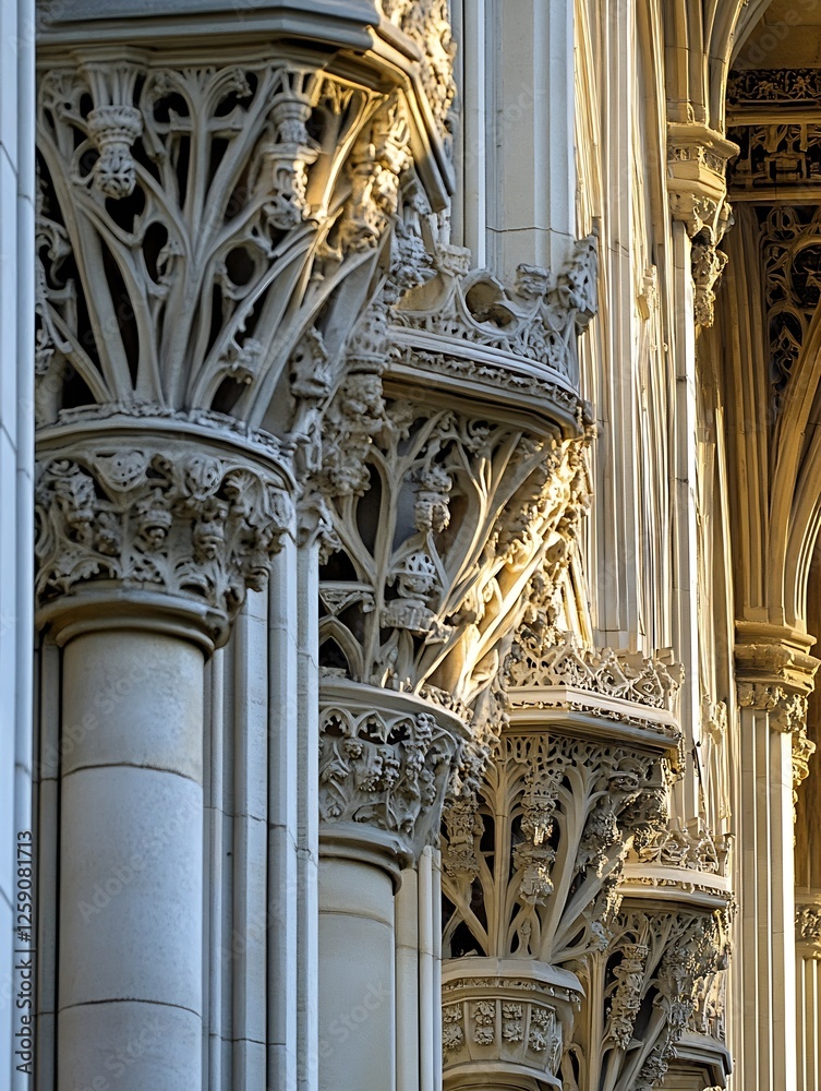 Aufkleber intricate architectural columns featuring detailed stone carvings and historical design : generative