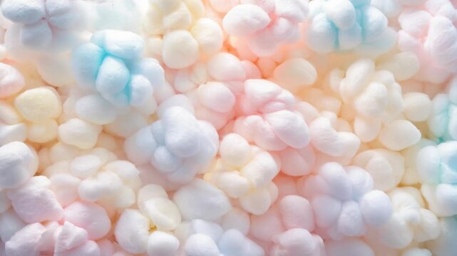 A background completely filled with soft, fluffy cotton balls, packed closely together to create a soothing, soft texture with white and pastel tones.