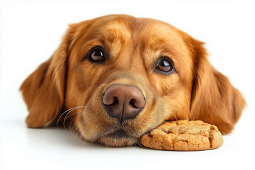 Adorable Golden Retriever Dog with Cookie: Cute, Pet, Animal, Snack, Loyal Canine Friend