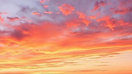 Obraz premium Fiery Sunset Sky Colorful Cloudscape Orange Pink Yellow Hues