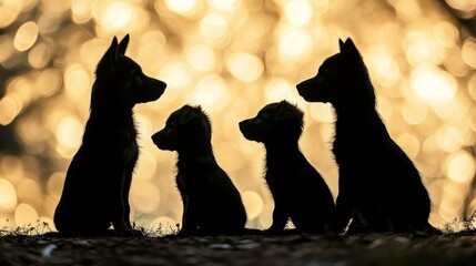 German Shepherd sitting Dog puppies silhouette. Baby dog silhouette Puppy breeds 