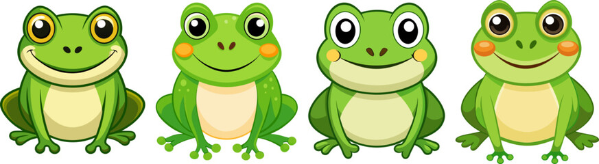 Obraz premium set of cute cartoon vector frog isolated on the white
