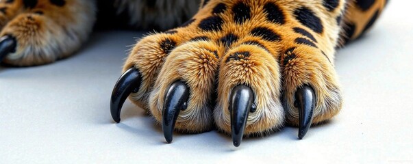 Obraz premium Close-up drawing of a leopard's paw pad with claws and fur texture , wildlife, leopard