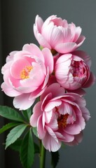 Fototapeta premium Close-up of individual peony flowers with delicate petals and soft colors, floral illustration, colorful, petals