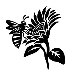 Bee and Sunflower Silhouette