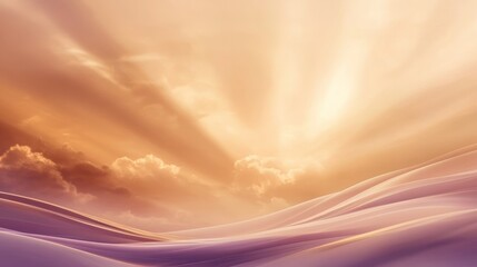 Orange And Yellow Sunset Sky With Light Rays