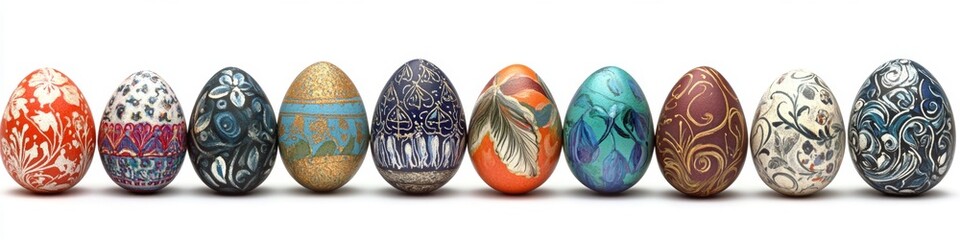 Decorated Easter Eggs in a Row (1)