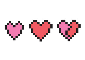 ハートのドット絵　3種類