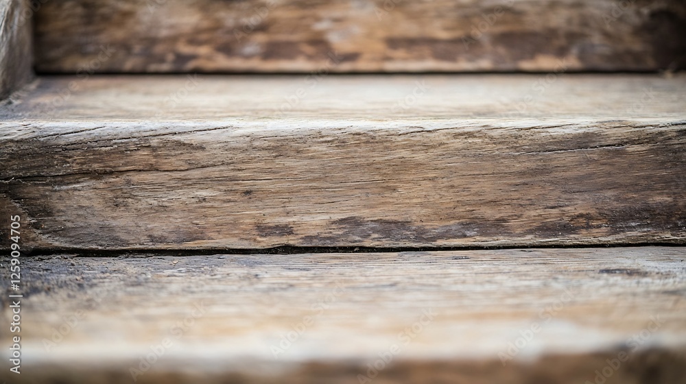 Aufkleber weathered wooden staircase showcasing unique texture and rustic charm in natural light : generative 