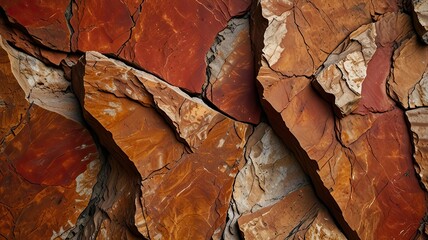 Fototapeta premium Close up view highlights remarkable textures and colors of layered stone revealing the geological intricacies of natures design and artistry