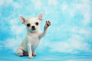Chihuahua puppy dog as adorable pet with cute small and friendly playful portrait