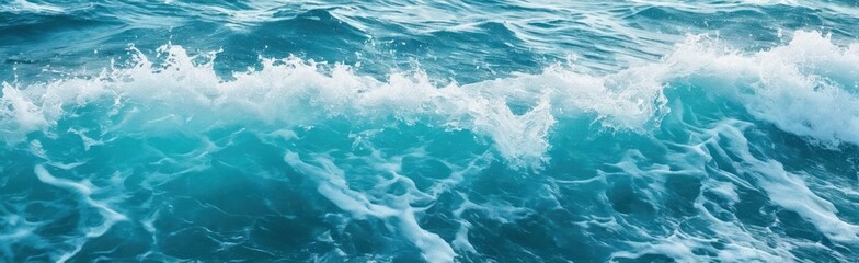 Blue Ocean Waves Crashing for Natural Business Background Texture. For business websites, presentations, marketing materials.