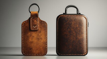 High quality mockup of a customizable travel luggage tag isolated on a transparent background for travel accessories branding