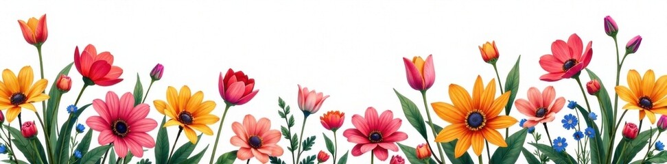 Fototapeta premium Colorful mixed floral arrangement on white background, arrangement, arrangement