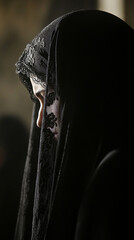 widow with black veil