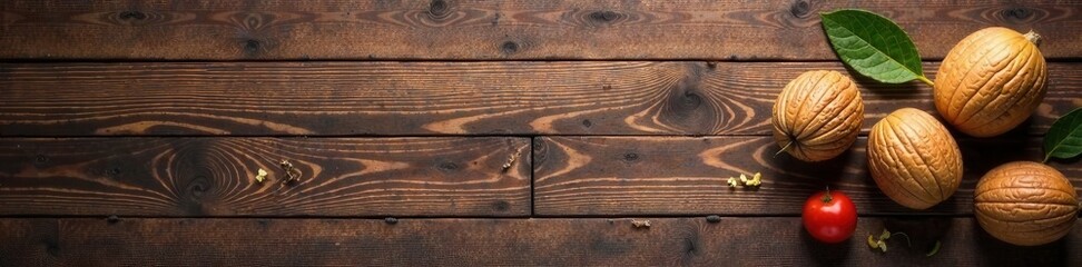 Fototapeta premium Dark wood grain table top with walnut texture , design, home decor, wooden