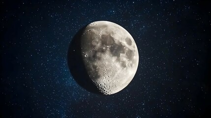 Crescent Moon in Pixel Art Style Against a Starry Night Sky