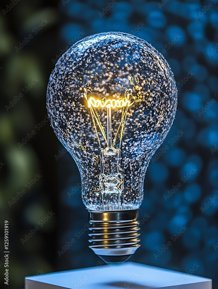 Aufkleber stunning vintage light bulb glowing with bubbles creating a captivating artistic ambiance in a conte