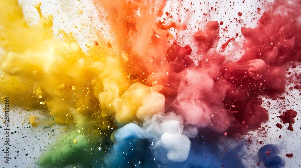 Poster Vivid explosion of colors resembling abstract art through vibrant ink splash in water : Generative AI