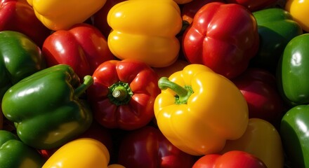 Colorful Bell Pepper Variety Displayed in Vibrant Red Yellow and Green