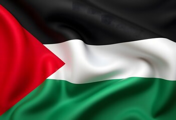 Obraz premium Waving Palestine Flag Realistic Illustration of National Symbolism and Patriotism