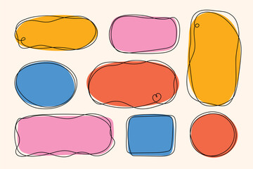 Set of vector organic shapes frames with rounded edges. Hand drawn text boxes. Abstract liquid shapes line.