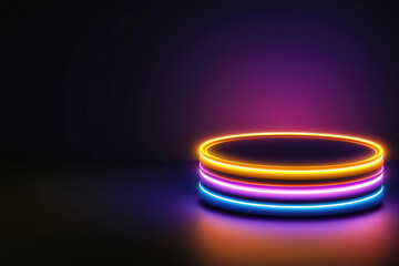 Colorful illuminated platform in a dark setting for a creative showcase